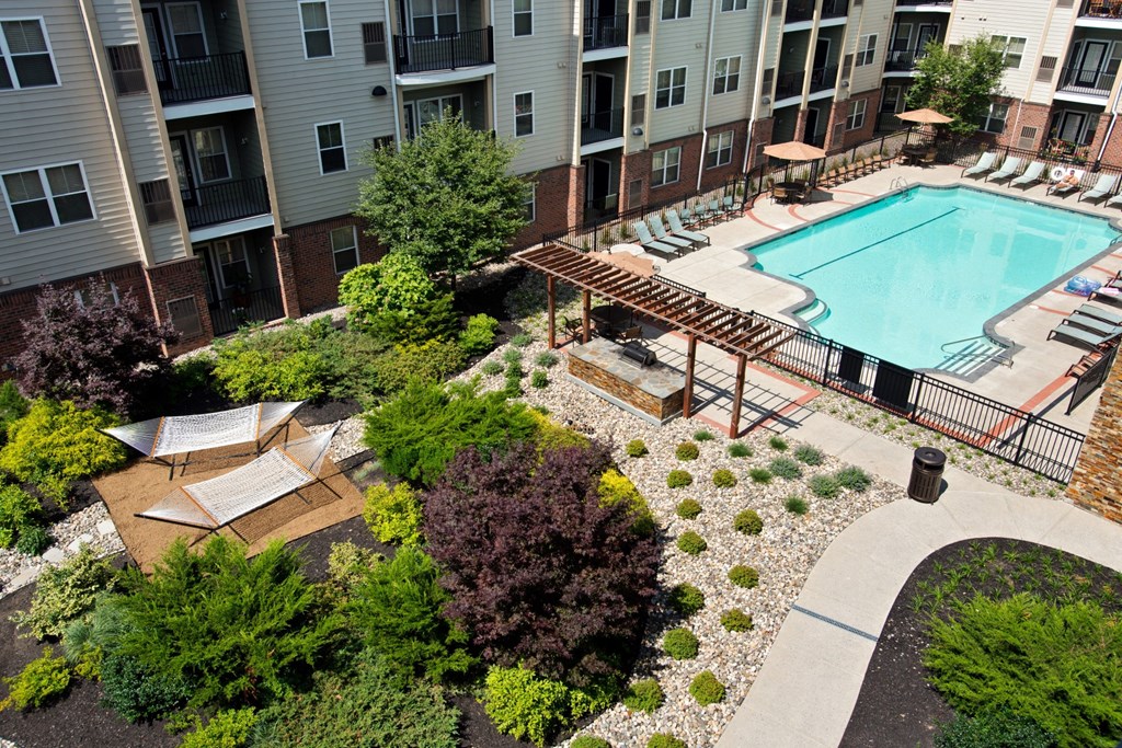 Outdoor Lounge Spaces with Hammocks at Alexander at Patroon Creek, New York