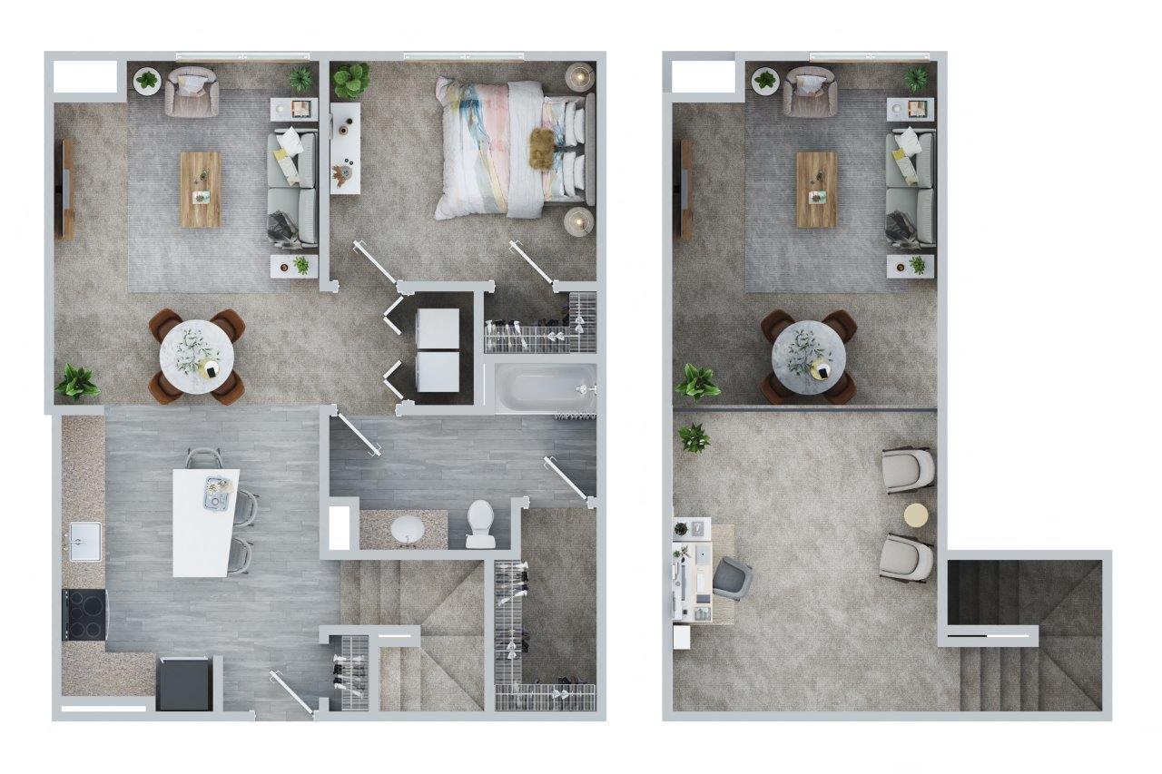 1 Bed, 1 Bath Loft Floor Plan with 1061 square feet at East Main, Massachusetts, 02766