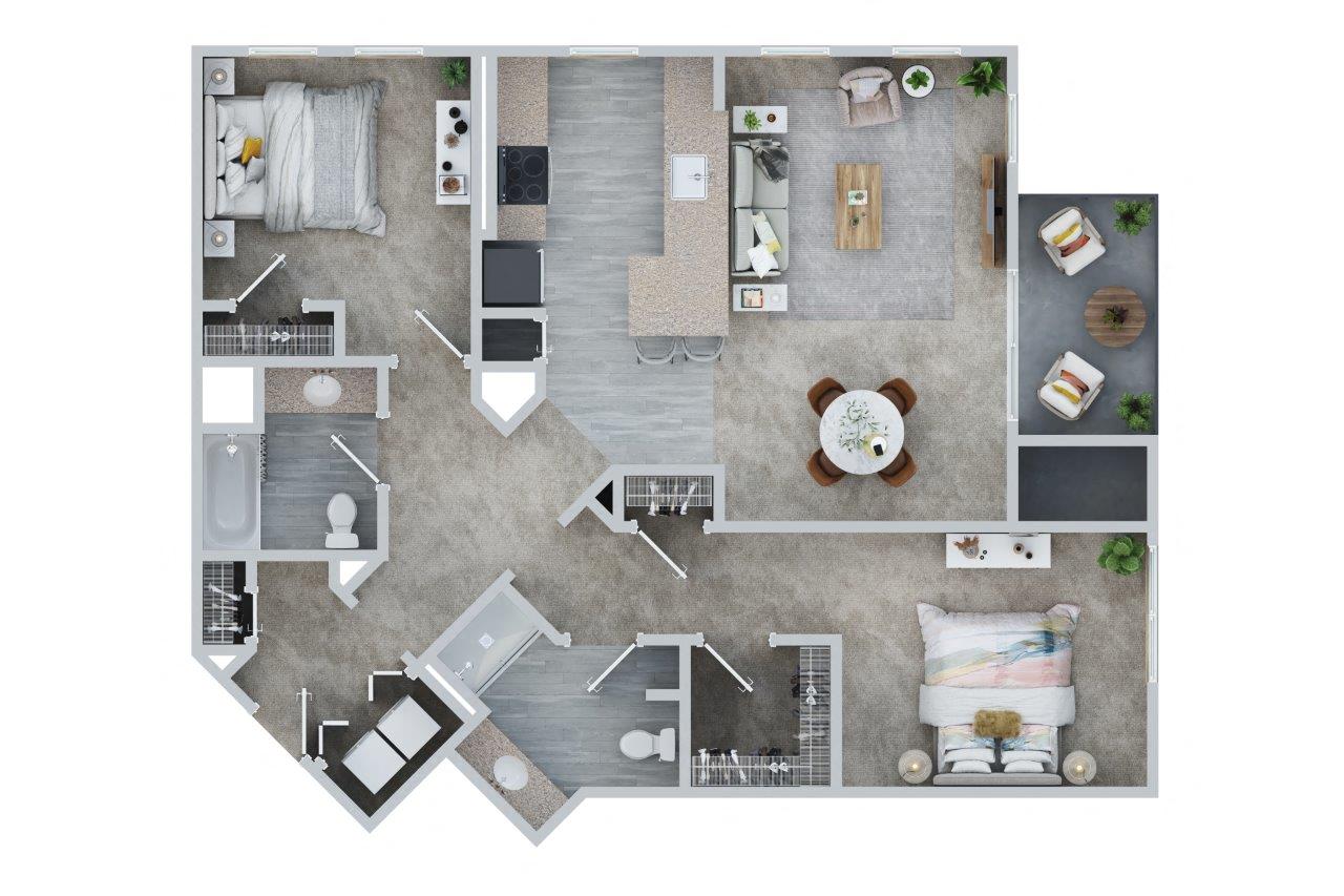 2 Bed, 2 Bath Floor Plan with 1188 square feet at East Main, Norton, MA, 02766
