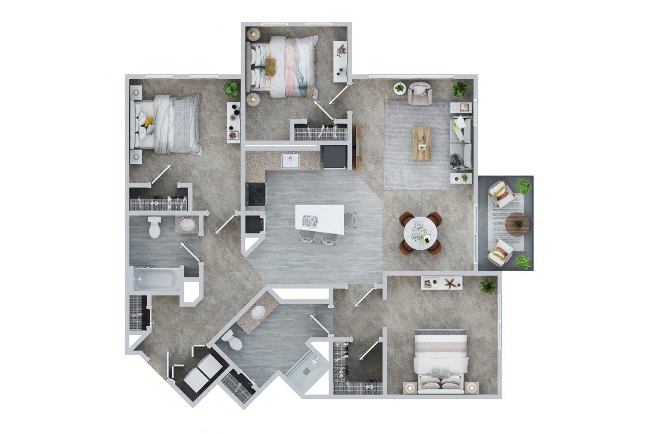 3 Bed, 2 Bath Floor Plan F4C with 1422 square feet at East Main, Norton, MA