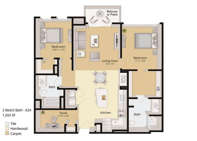 2 BED, 2 BATH Floor Plan 8