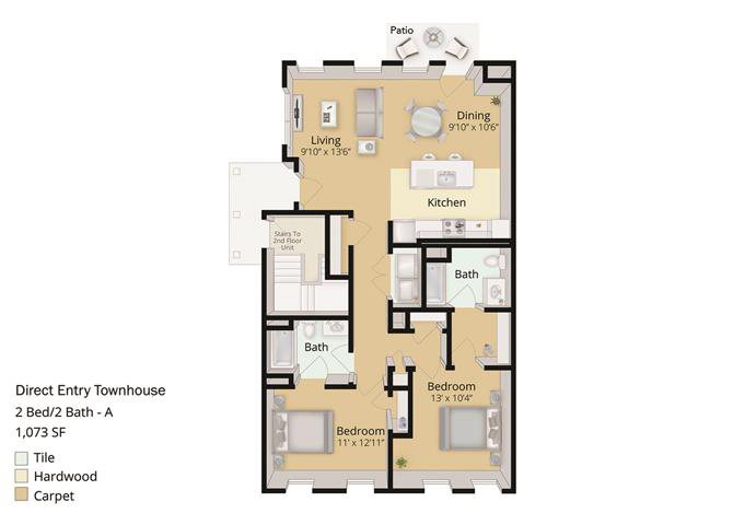 2 BED, 2 BATH TOWNHOUSE Floor Plan 9