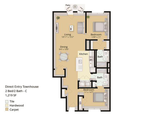 2 BED, 2 BATH TOWNHOUSE Floor Plan 10