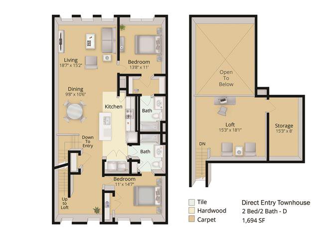 2 BED- BATH TOWNHOUSE WITH LOFT_1694SF Floor Plan 7