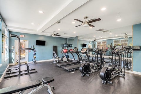 Fitness Center With Modern Equipment at Cumberland Crossing, Cumberland, RI, 02864