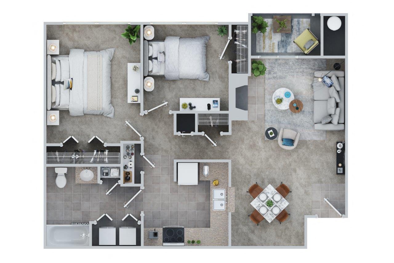 2 BED - 1 BATH | Birch Floor Plan with 912 square feet at Cumberland Crossing, Rhode Island, 02864