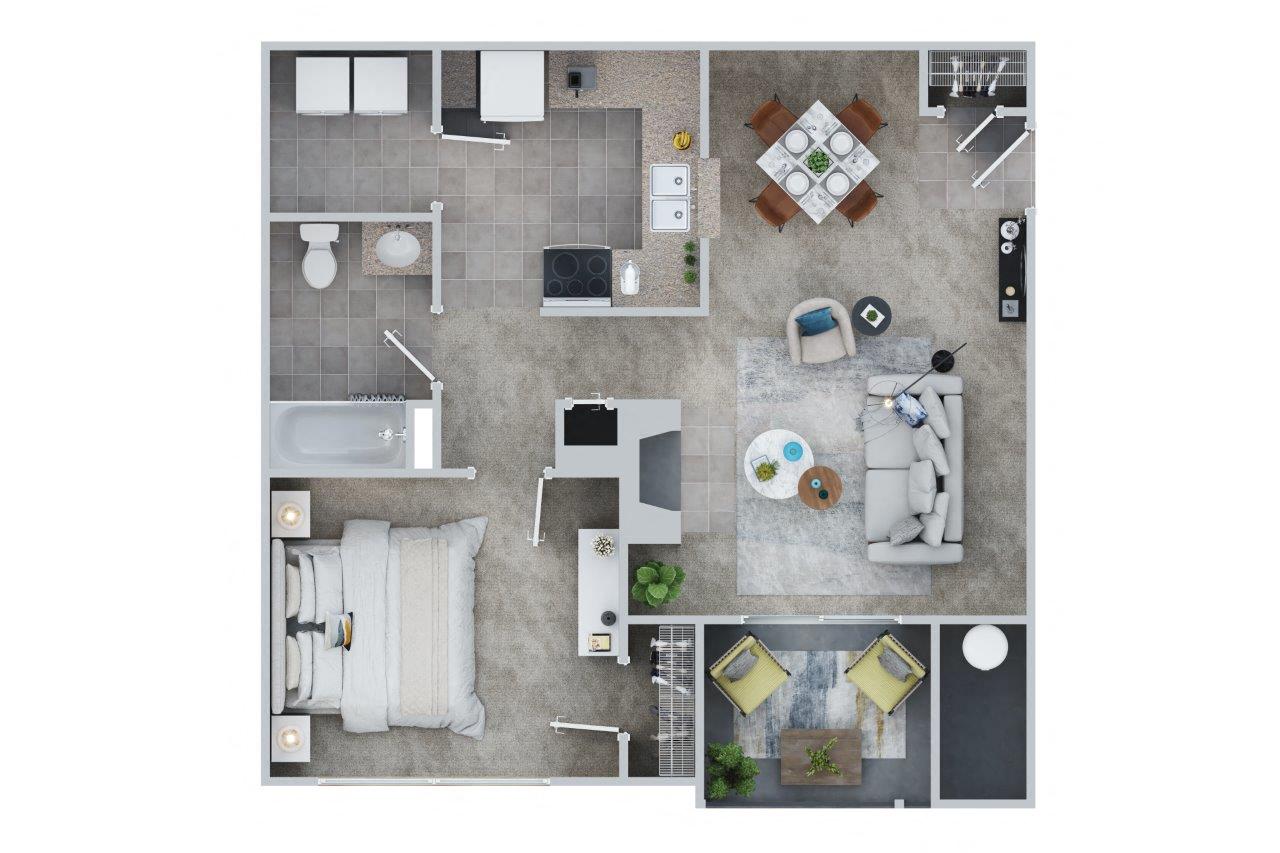 1 BED - 1 BATH | ASH Floor Plan with 744 square feet, at Cumberland Crossing, Cumberland, RI, 02864