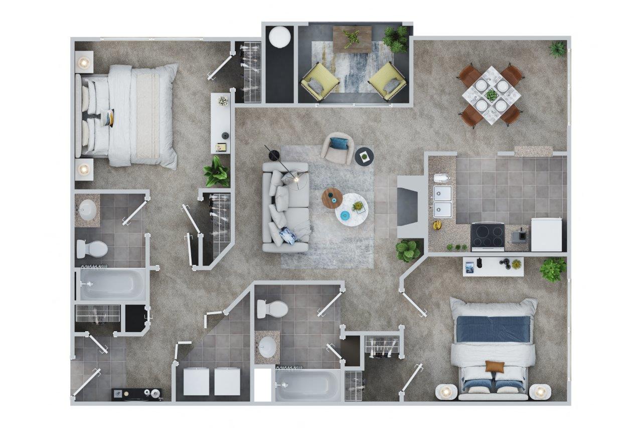 2 BED - 2 BATH | CEDAR Floor Plan with 1061 square feet at Cumberland Crossing, Cumberland