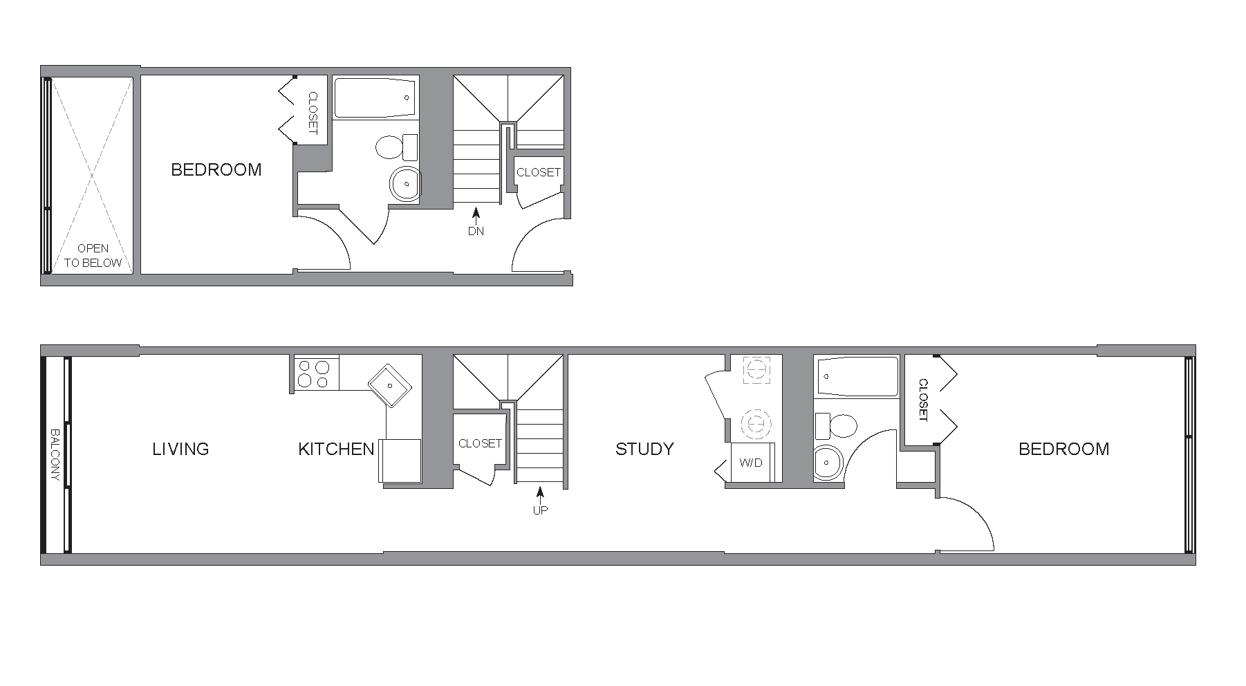 Two Bedroom Down A Floor Plan