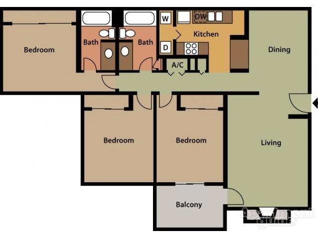 3 Bed 2 Bath Floor Plan 3