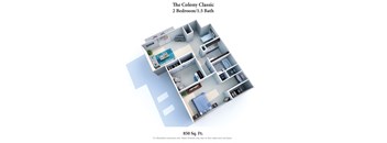 2 bed 1 bath floor plan A at Miamisburg by the Mall, Miamisburg