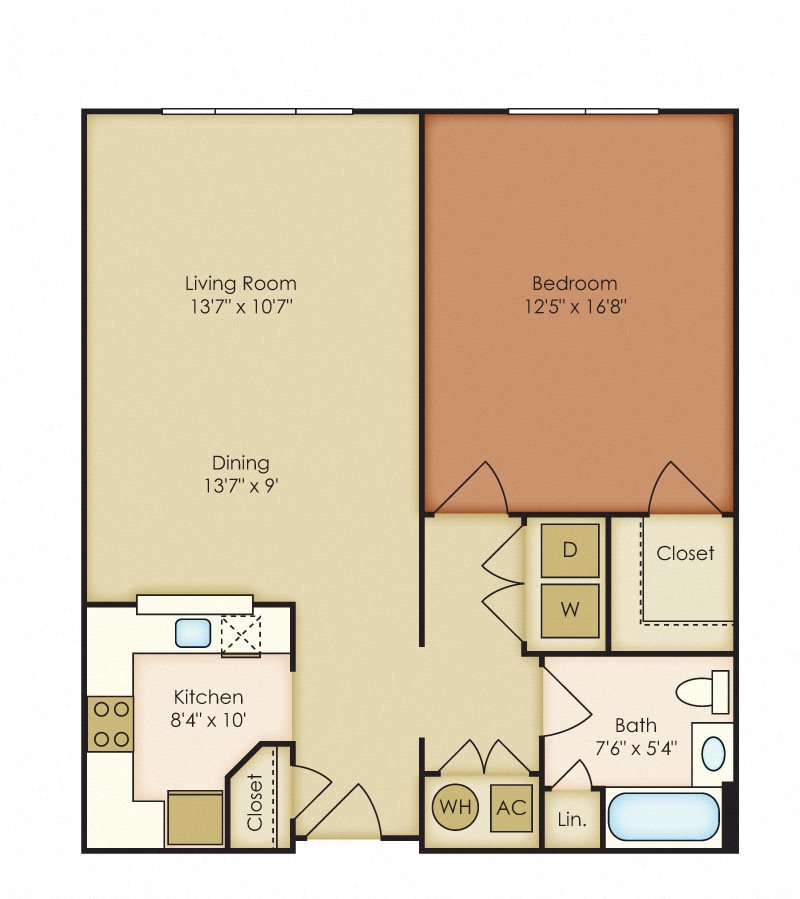 Whitman Floor plan 1 bedroom 1 bathroom