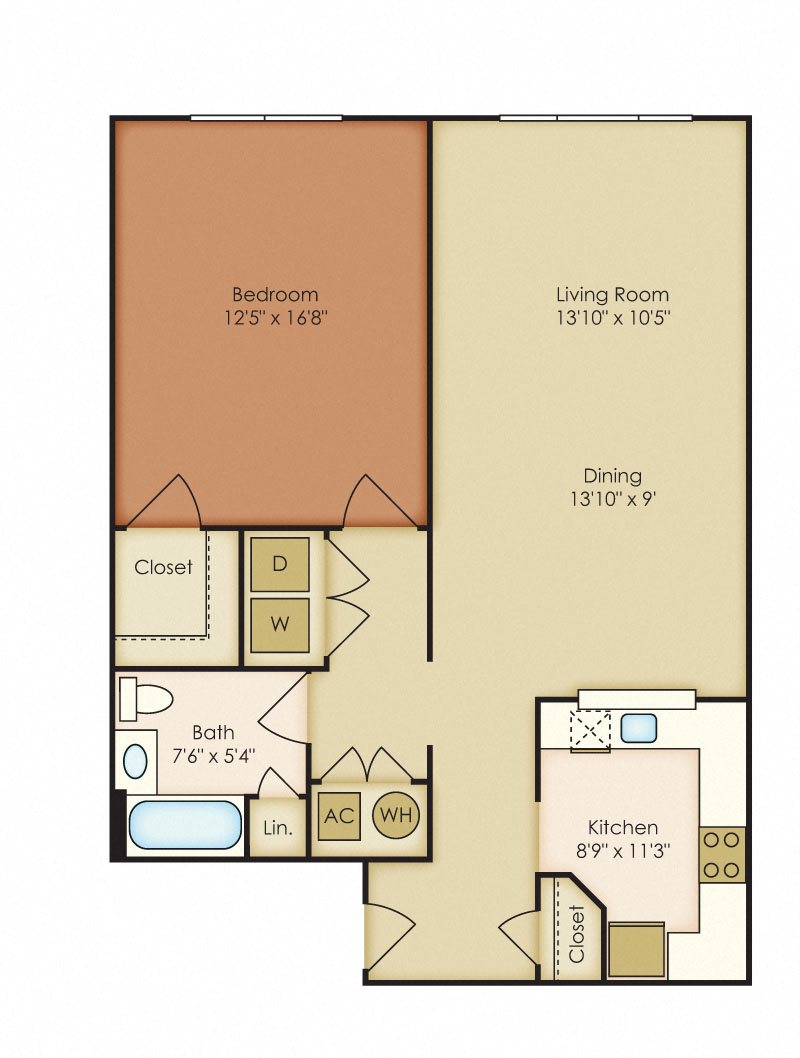 Byron Floor plan 1 bedroom 1 bathroom