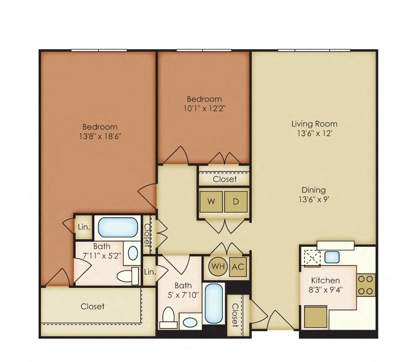 Carlyle floor plan 2 bedroom 2 bathrooms