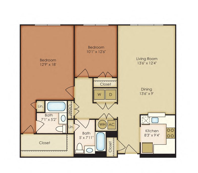 Wordsworth floor plan 2 bedroom 1 bathroom
