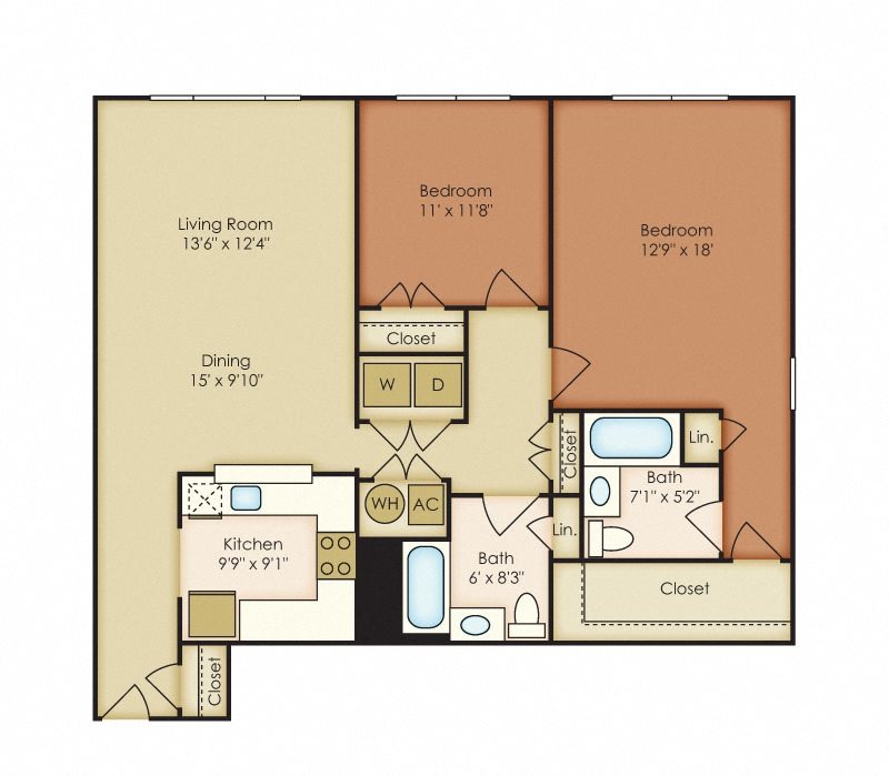 Shelley floor plan 2 bedroom 2 bathroom
