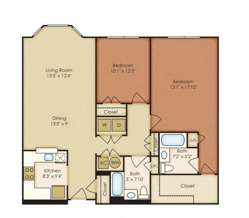 Melville floor plan 2 bedroom 2 bathroom
