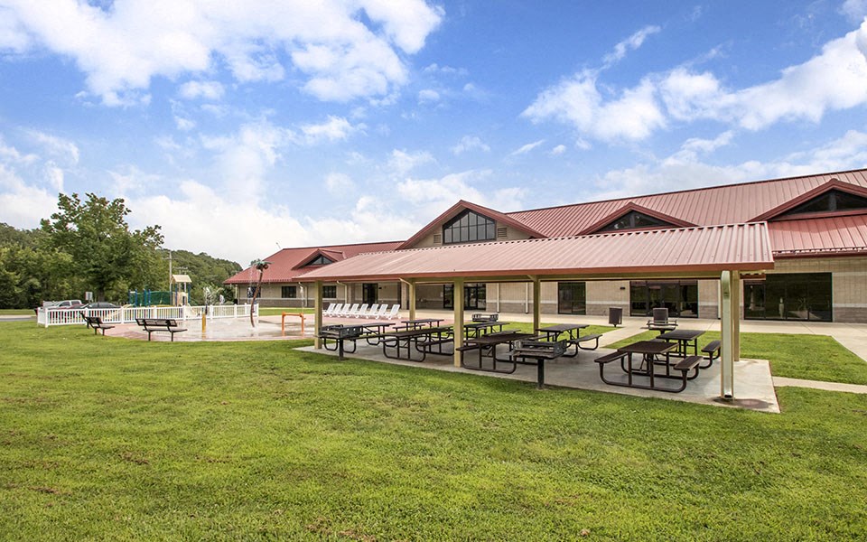 the pavilion and picnic area at the clubhouse