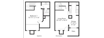 A5 - 1 bedroom 1 bath Floor Plan at Aviare Place, Midland, Texas