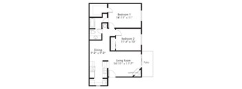 B1 - 2 bedroom 1 bath Floor Plan at Aviare Place, Midland, 79705