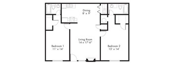 B2 - 2 bedroom 2 bath Floor Plan at Aviare Place, Midland