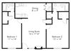 B2 - 2 bedroom 2 bath Floor Plan B2 - 2 bedroom 2 bath Floor Plan at Aviare Place, Midland