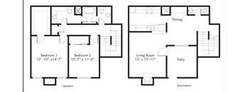 B4 - 2 bedroom 1.5 bath Floor Plan at Aviare Place, Texas
