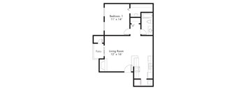 A1 - 1 Bedroom 1 Bath Floor Plan at Hawthorne House, Midland, TX
