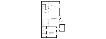 B1 - 2 Bedroom 2 Bath Floor Plan at Hawthorne House, Midland, 79705