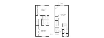 B2 - 2 Bedroom 2.5 Bath Floor Plan at Hawthorne House, Texas