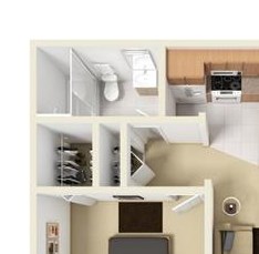 A2 - 1 bedroom 1 bath Floor Plan A2 - 1 bedroom 1 bath, 630 Square-Foot Floor Plan at University Gardens, Texas, 79761