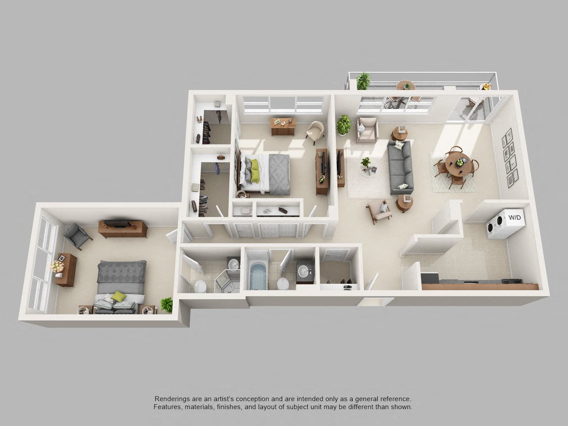 Two Bedroom/Two Bath - Corner Floor Plan 6