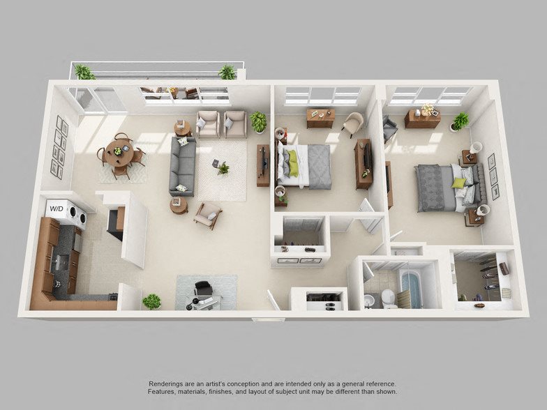 Two Bedroom/One Bath Floor Plan 5