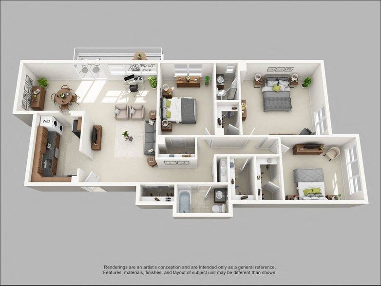 Three Bedroom/Two Bath Floor Plan 7