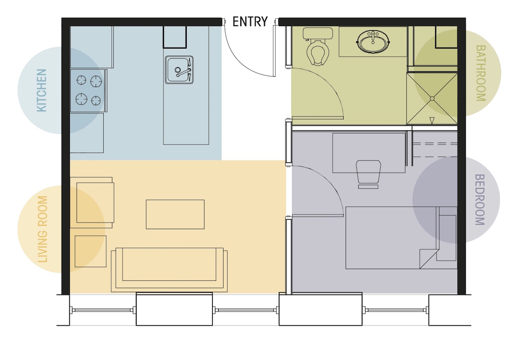 One Bedroom One Bath Floor Plan Lofts @ 5 Lyon Grand Rapids Michigan
