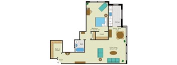 1 bedroom 1 bathroom Floorplan at Quebec House, Washington