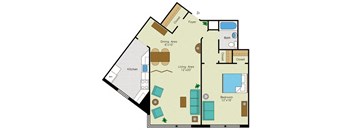 1 bedroom 1 bathroom F Floorplan at Quebec House, Washington, 20008