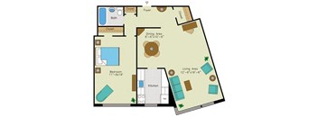 1 bedroom 1 bathroom A Floorplan at Quebec House, WA