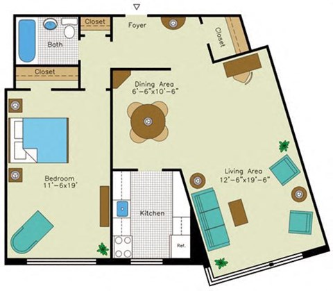 1 bedroom 1 bathroom A Floorplan at Quebec House, WA