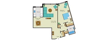 1 bedroom 1 bathroom B Floorplan at Quebec House, Washington, 20008