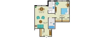 1 bedroom 1 bathroom d Floorplan at Quebec House, Washington