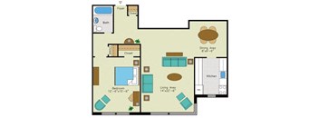 1 bedroom 1 bathroom G Floorplan at Quebec House, Washington, DC, 20008