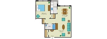 1 bedroom 1 bathroom e Floorplan at Quebec House, Washington, DC