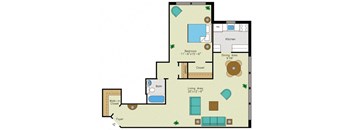1 bedroom 1 bathroom h Floorplan at Quebec House, Washington, DC