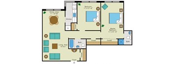 2 bed 2 bath  A Floorplan at Quebec House, Washington