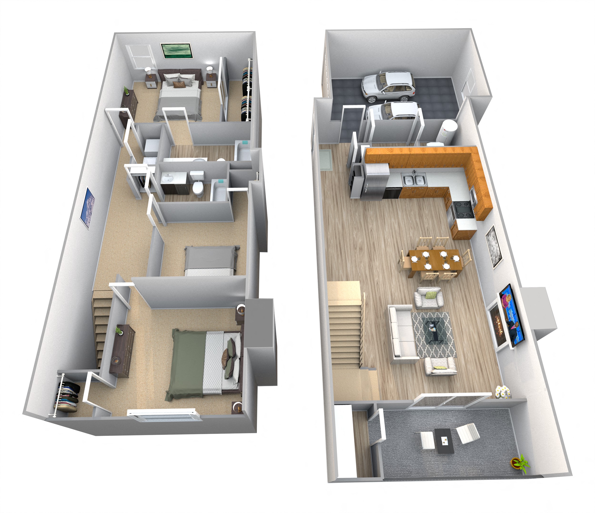 3 Bedroom Townhome with 2 Car Garage