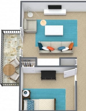2 bed 1 bath - C
