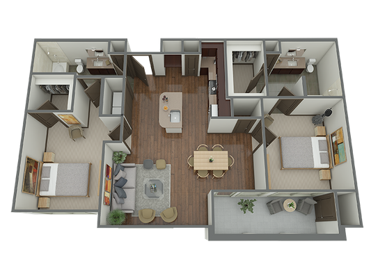 B2 - 2 Bed 2 Bath Floor Plan 8