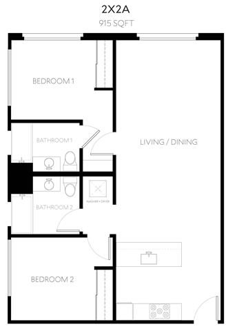 2x2A Floorplan 2x2A Floorplan at The Perch, Los Angeles