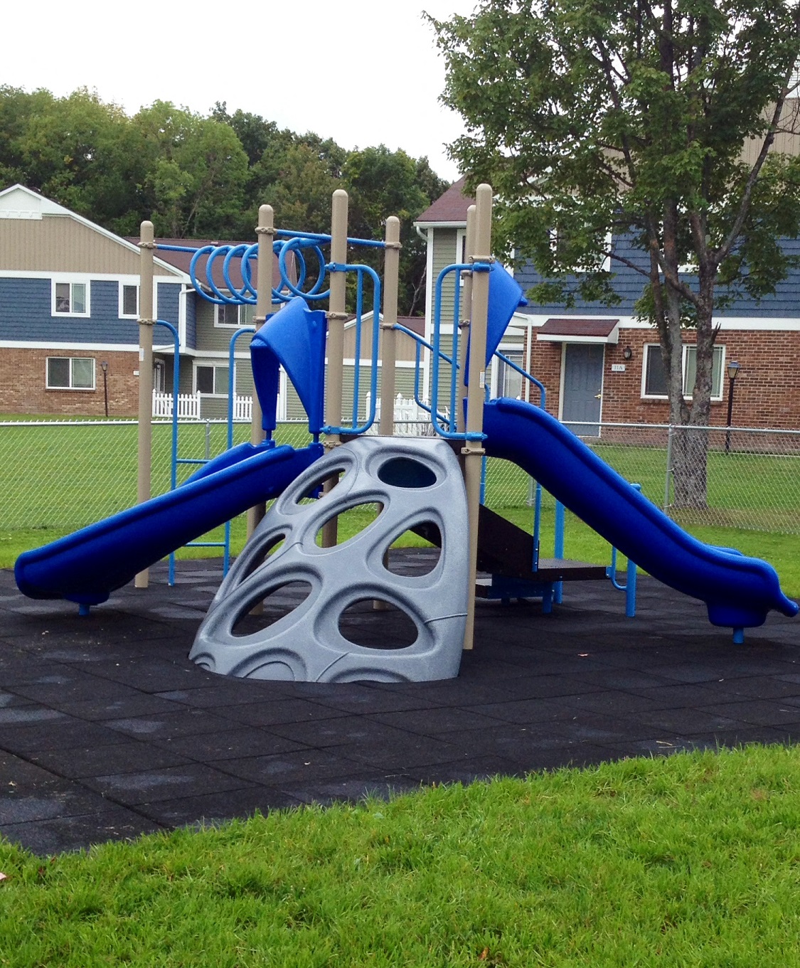 a playground with a slide and